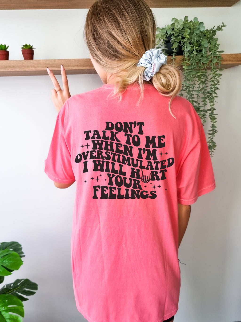 Don't Talk to Me When I'm Overstimulated - Watermelon Comfort Colors Adult Tee | Black ink