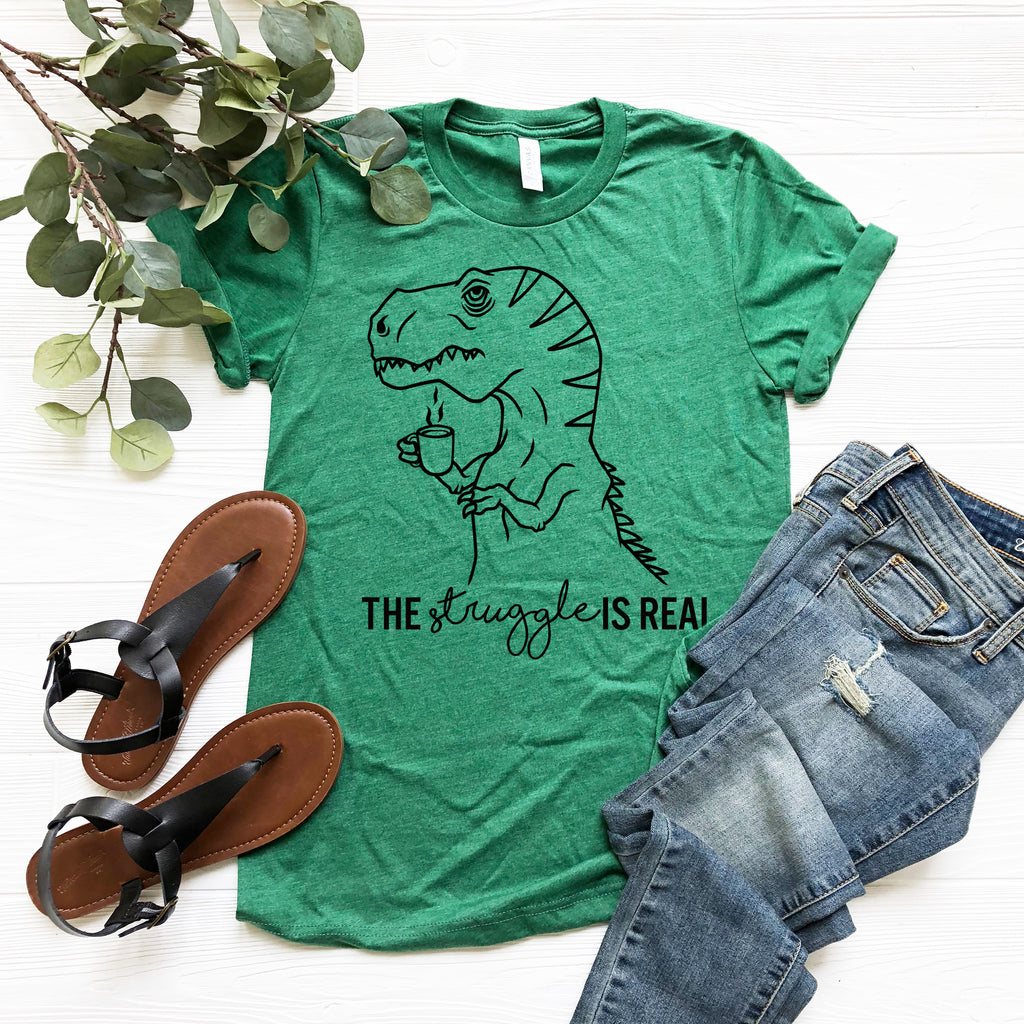 The Struggle is Real T-Rex - Bella + Canvas Unisex Adult Tee