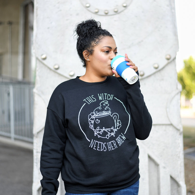 This Witch Needs Her Brew - Black Unisex Adult Fleece Pullover