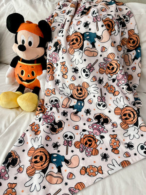Spooky Cute Pumpkins Minky Throw Blanket