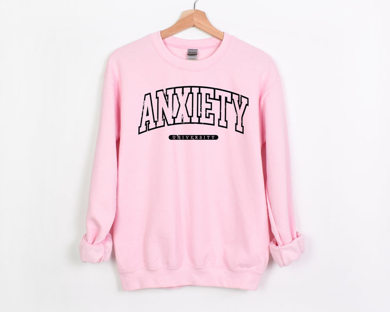 Anxiety University - Unisex Fleece Pullover | Black ink