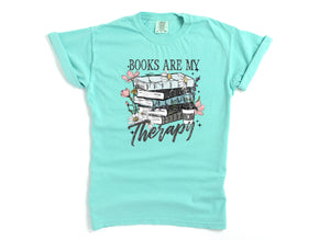 Books are my Therapy - Comfort Colors Adult Tee | Dark text