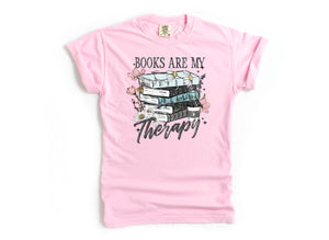 Books are my Therapy - Comfort Colors Adult Tee | Dark text