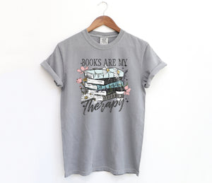 Books are my Therapy - Comfort Colors Adult Tee | Dark text