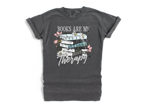 Books are my Therapy - Comfort Colors Adult Tee | Light text