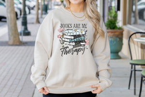 Books are my Therapy - Unisex Adult Fleece Pullover | Dark Text