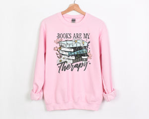 Books are my Therapy - Unisex Adult Fleece Pullover | Dark Text