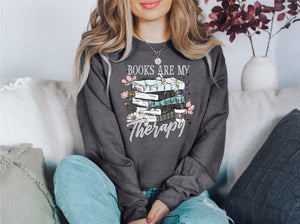 Books are my Therapy - Unisex Adult Fleece Pullover | Light Text