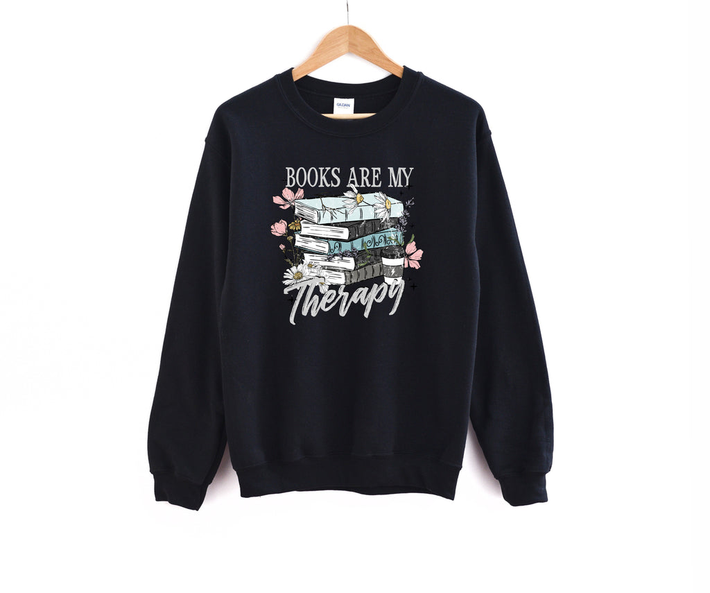 Books are my Therapy - Unisex Adult Fleece Pullover | Light Text