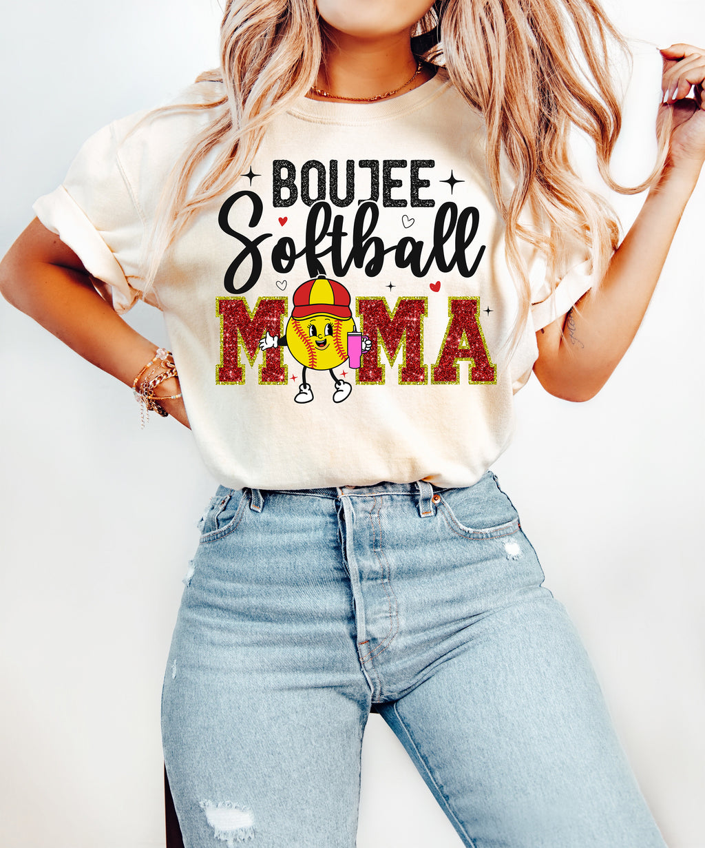 Boujee Softball Mama - Comfort Colors Adult Tee