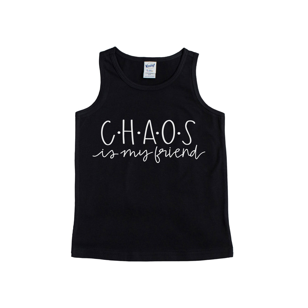 Chaos is my Friend - Black Kids Tank / Size 3T
