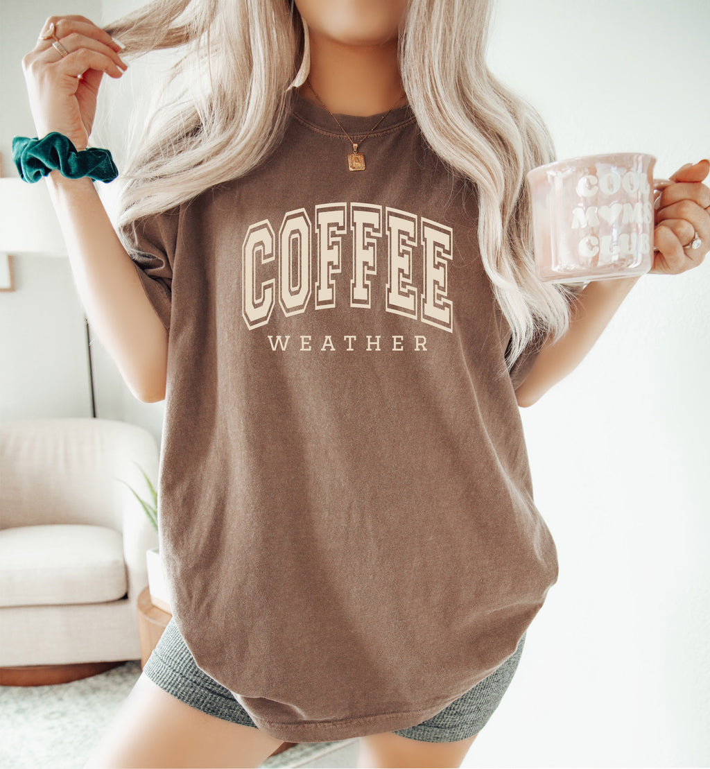 Coffee Weather - Comfort Colors Unisex Adult Tee | Cream ink