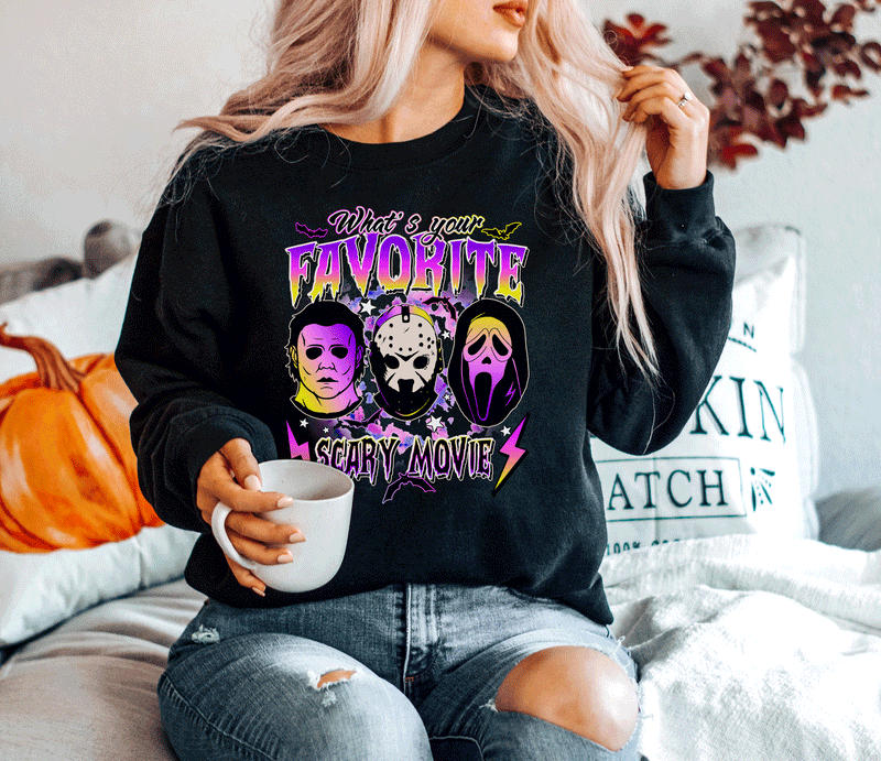 What's your Favorite Scary Movie - Black Unisex Adult Fleece Pullover