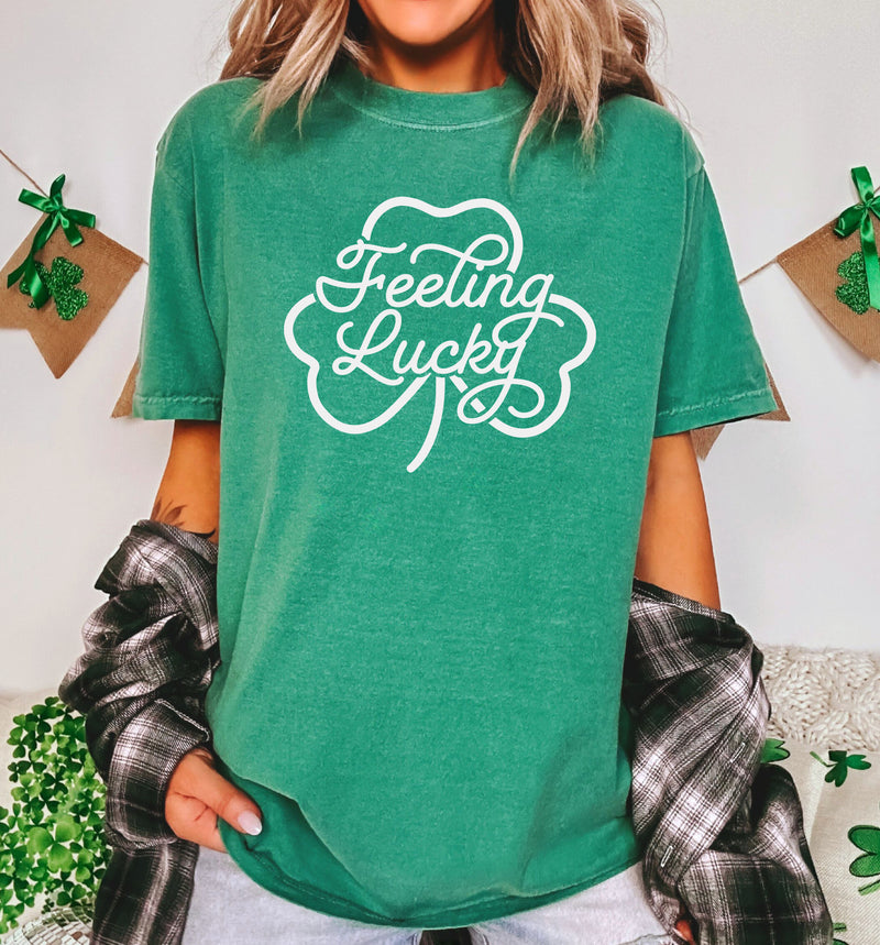 Feeling Lucky - Comfort Colors Unisex Adult Tee | White