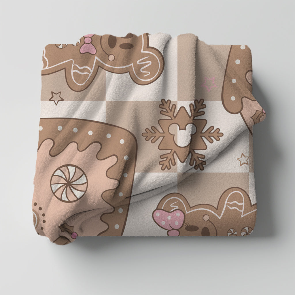 Pink Gingerbread Minky Throw Blanket