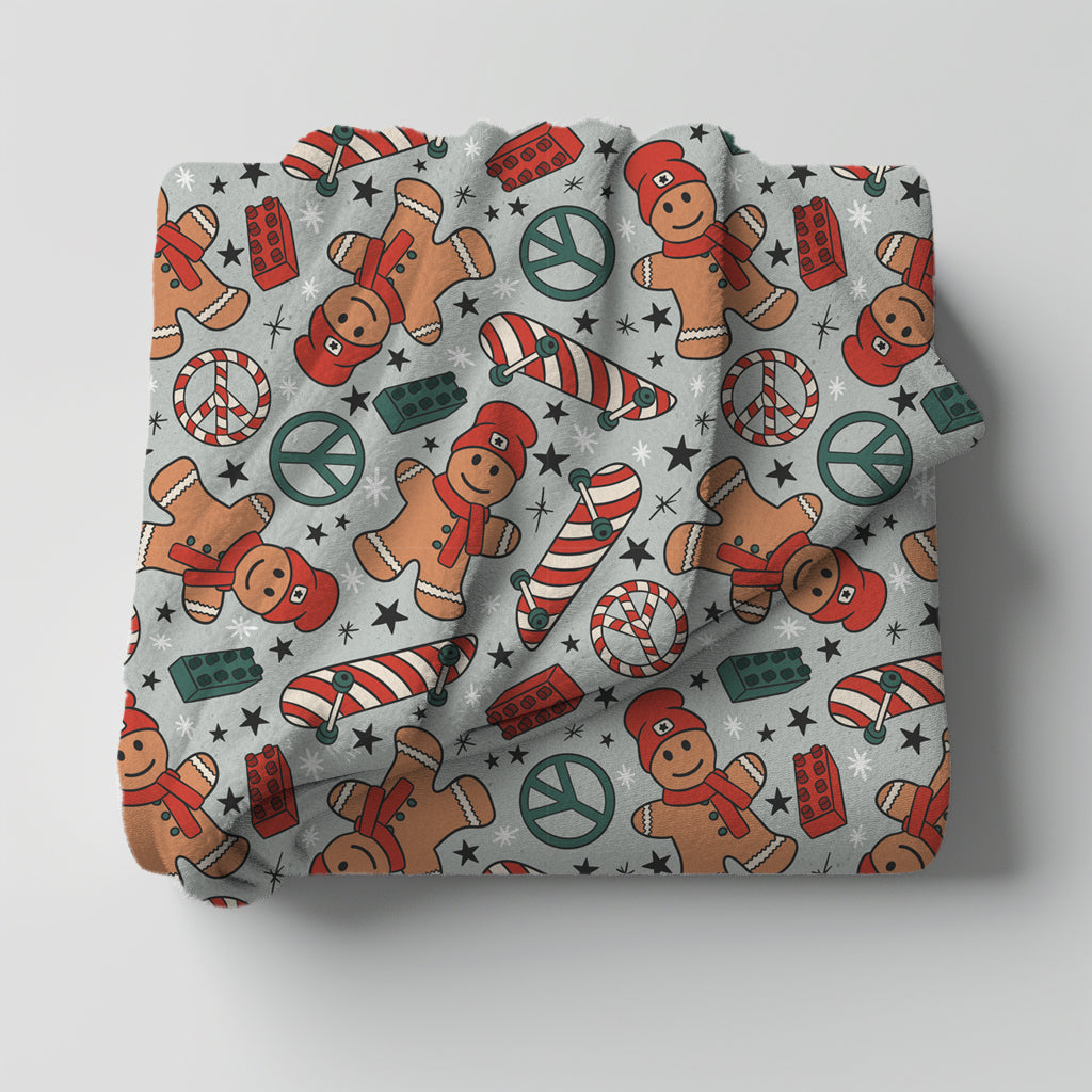 Skateboard Gingerbread Minky Throw Blanket