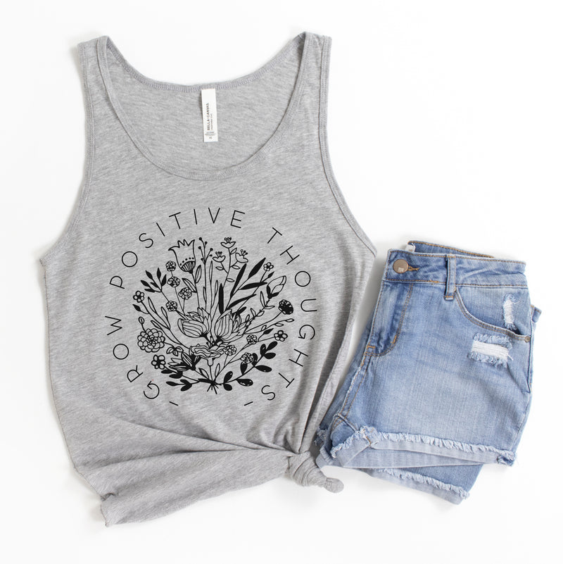 Grow Positive Thoughts - Athletic Grey Unisex Tank | Black ink