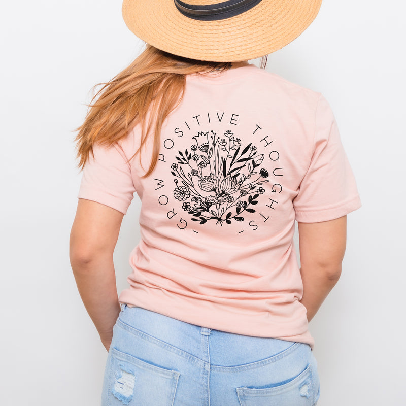 Grow Positive Thoughts - Heather Peach Unisex Adult Tee | Black ink