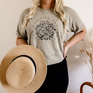Grow Positive Thoughts - Comfort Colors Adult Tee | Black ink