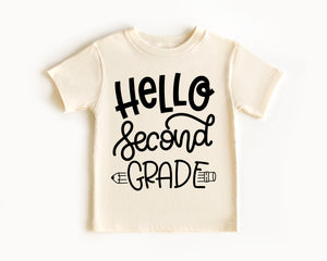 Hello Second Grade - Kids Tee | Handwritten