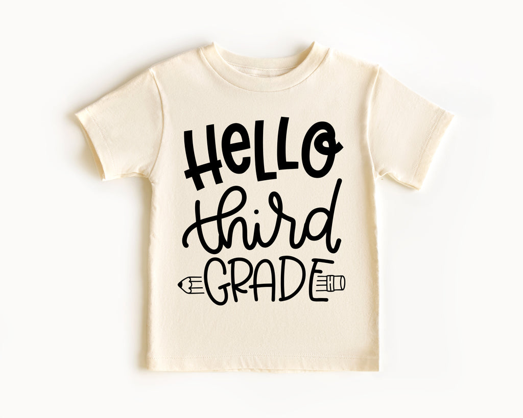 Hello Third Grade - Kids Tee | Handwritten
