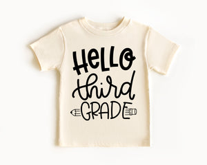 Hello Third Grade - Kids Tee | Handwritten
