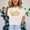 Lucky Mama - Comfort Colors Unisex Adult Tee | Gold Shimmer