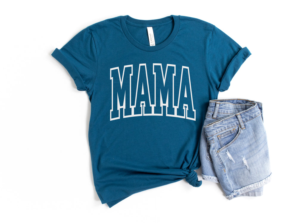 Mama Big Outline - Bella + Canvas Unisex Adult Tee | White ink