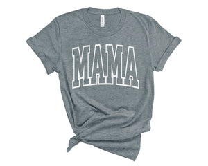 Mama Big Outline - Bella + Canvas Unisex Adult Tee | White ink