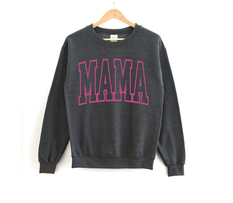 Mama Block Letters - Unisex Fleece Pullover | Hot Pink ink