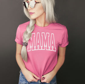 Mama Big Outline - Bella + Canvas Unisex Adult Tee | White ink