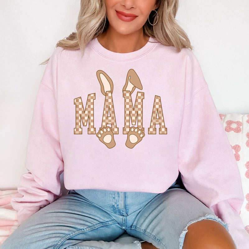 Mama Checkered Bunny - Unisex Adult Fleece Sweatshirt