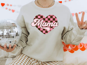 Checkered Mama Heart - Unisex Adult Fleece Sweatshirt