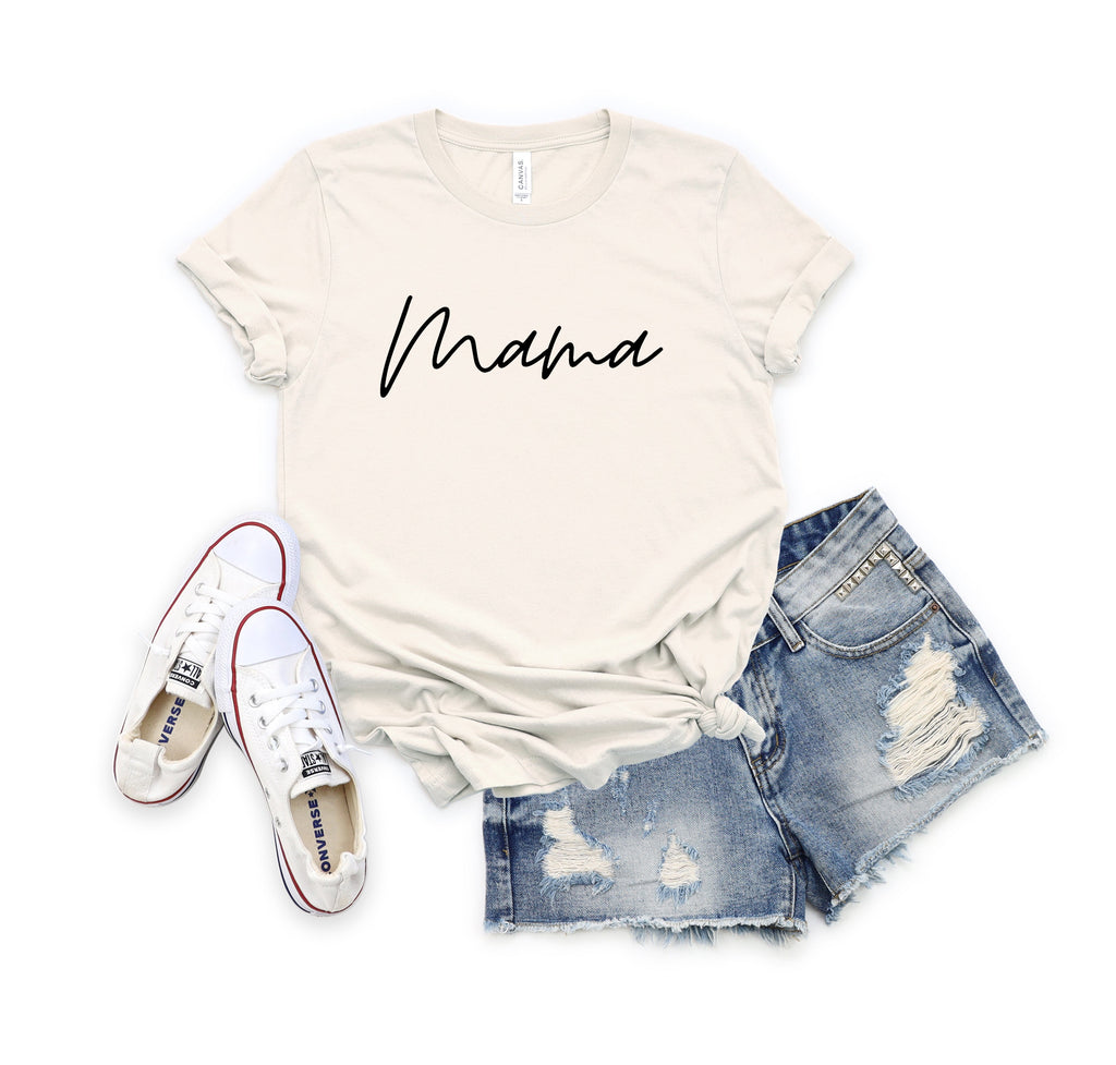 Mama Script - Natural Unisex Tee | Black ink / Size XS