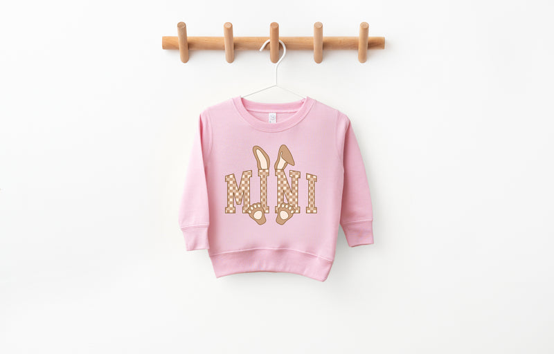 Mini Checkered Bunny - Kids Fleece Sweatshirt