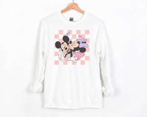 Mouse Kiss Checkers - Unisex Adult Fleece Sweatshirt