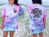 Don't Talk to Me When I'm Overstimulated - Cotton Candy Tie Dye Adult Tee | Black ink