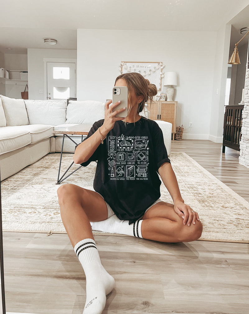 Reading is Self-Care - Bella + Canvas Unisex Adult Tee | White ink