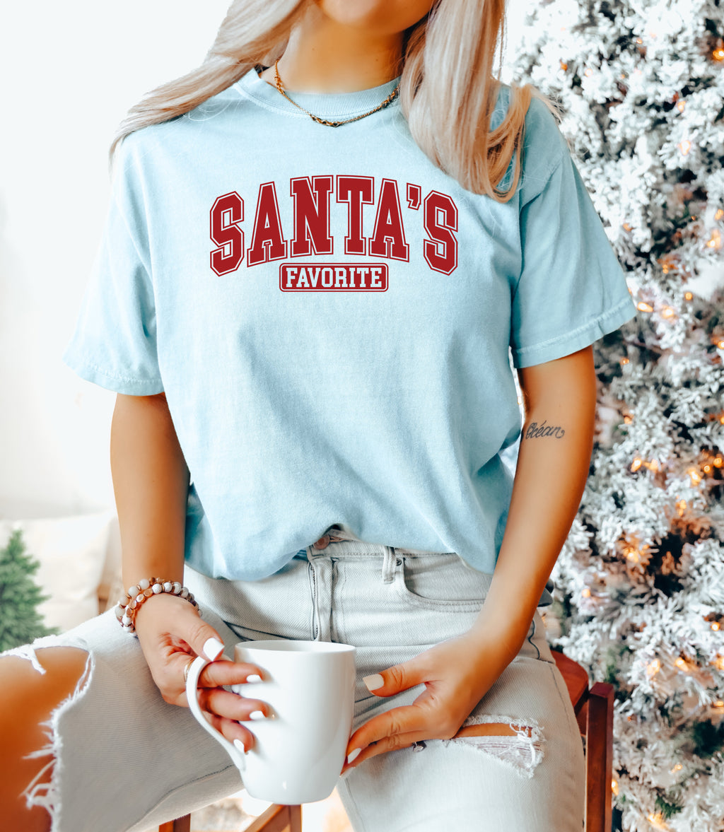 Santa's Favorite - Comfort Colors Adult Tee | Red ink
