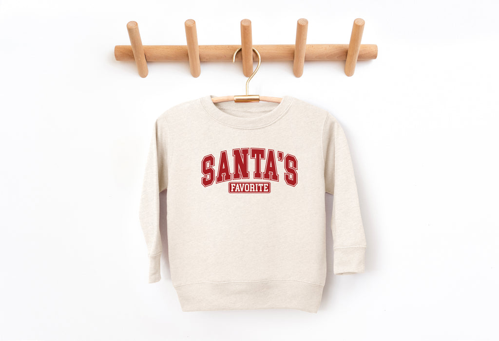 Santa's Favorite - Kids Fleece Sweatshirt | Red ink