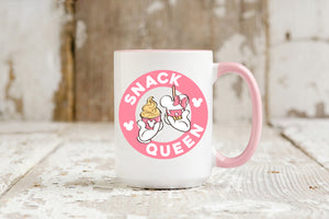 Snack Queen - 15oz Ceramic Mug | Pink accent