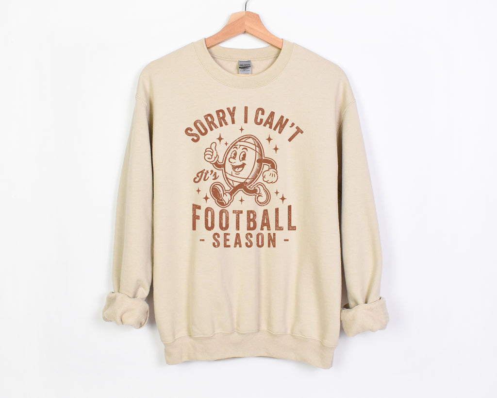 Sorry I Can't Football season - Unisex Adult Fleece Pullover | Brown Text