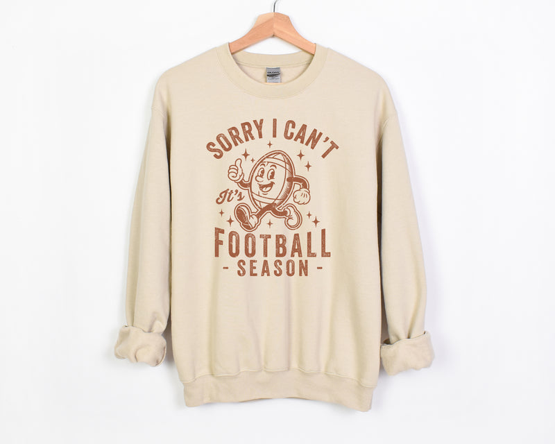 Sorry I Can't Football season - Unisex Adult Fleece Pullover | Brown Text