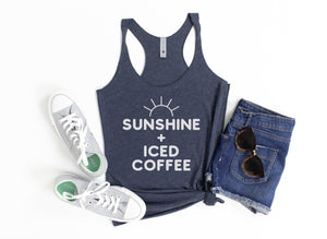 Sunshine + Iced Coffee - Women's Racerback Tank | White ink