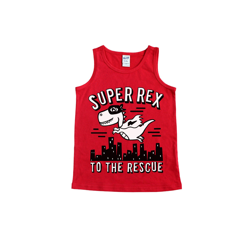 Super Rex to the Rescue - Red Kids Tank / Size 24 Mo