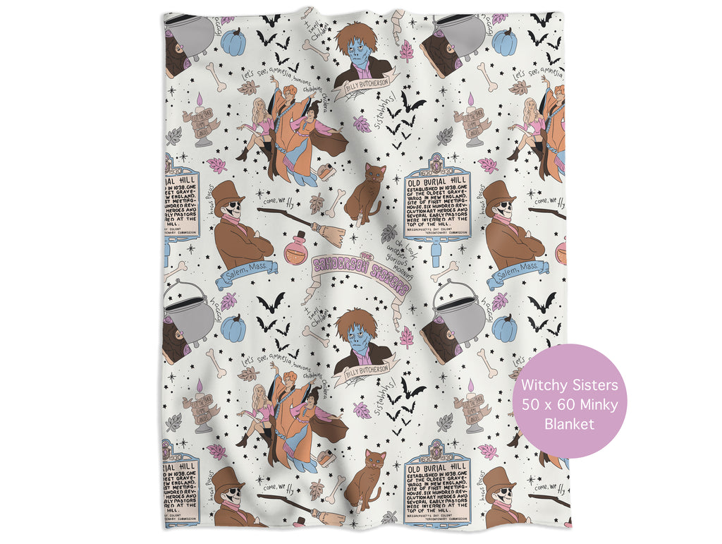 Witchy Sisters Minky Throw Blanket