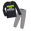 Zombies Eat Brains - Toddler Black Striped Pajama Set / Size 3