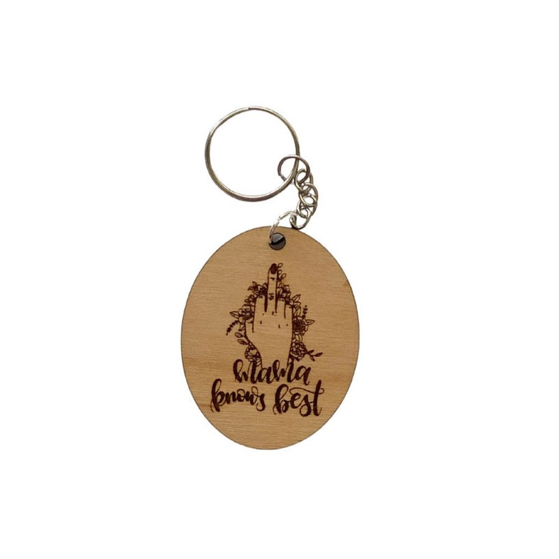 mama knows best middle finger wooden keychain mother's day gift gifts for mom motherhood keychain 