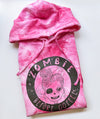 Zombie Before Coffee - Pink Tie Dye Unisex Adult Fleece Hoodie