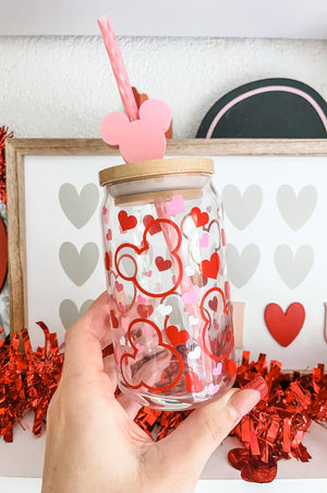 Main Street Mouse Hearts - 16oz Can Glass